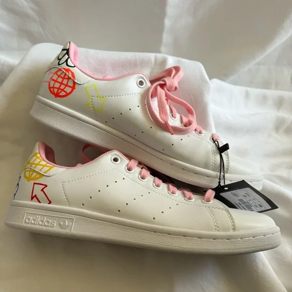 adidas Originals | Shoes | Adidas Original Stan Smith Doodle White Pink |  Poshmark